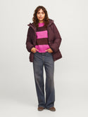 JJXX Ladies World Hooded Puffer Jacket-AUBERGINE