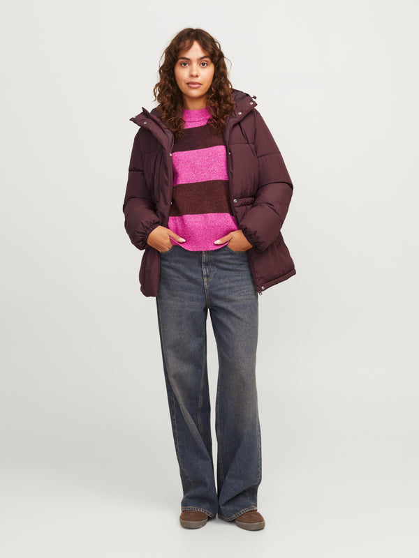 JJXX Ladies World Hooded Puffer Jacket-AUBERGINE