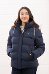 Ladies Lighthouse Margot Short Padded Jacket in Navy – recycled polyester, detachable hood jacket