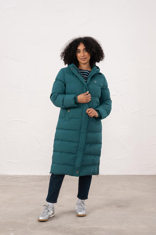 Ladies Lighthouse Savannah Long Padded Coat in Pine – recycled polyester, water-repellent winter coat