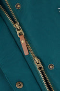zip detail of Lighthouse Scarlet ladies coat with detachable hood in pine