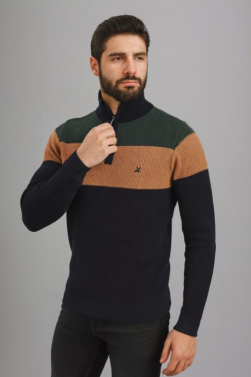 Mineral Mens FRANK Qtr Zip Knit-FOREST GREEN - Borderland Muff