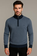 Mineral Mens River 1/4 Zip Knitted Sweatshirt-BLUE - Borderland Muff