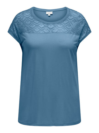 Only Carmakoma Ladies Carflake Short Sleeve Top-BLUE