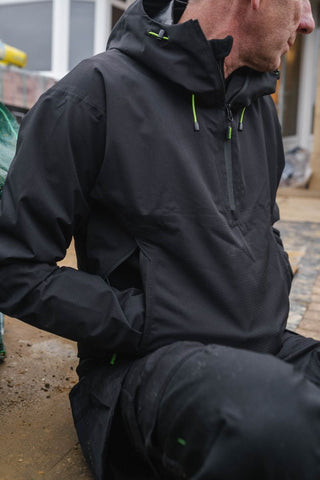 Apache White Rock 1/4 Zip Waterproof Rain Jacket 8000mm - Black - Borderland Muff
