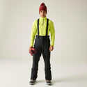 Model wearing black Dare2b Achieve III men’s ski trousers, front view
