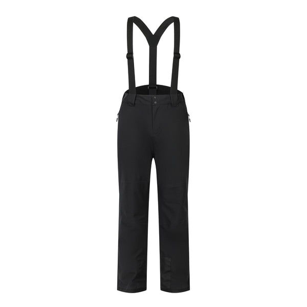 Dare2b Achieve III men’s waterproof ski trousers in black, front product view with adjustable braces
