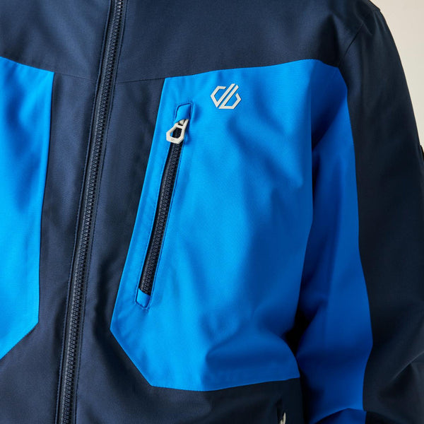 Dare2b Eagle IV Athletic ski jacket close-up showing zip and logo detail
