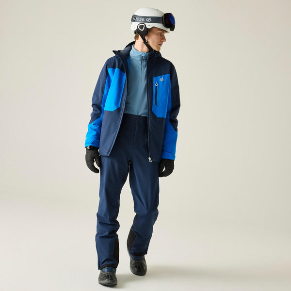Dare2b Eagle IV men’s ski jacket in Athletic blue and navy, front view on model
