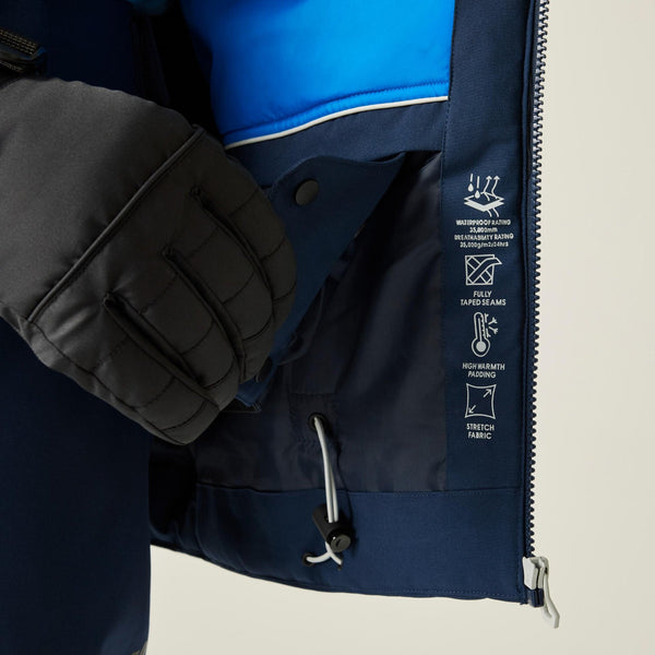 Dare2b Eagle IV Athletic jacket interior showing waterproof and breathable performance ratings
