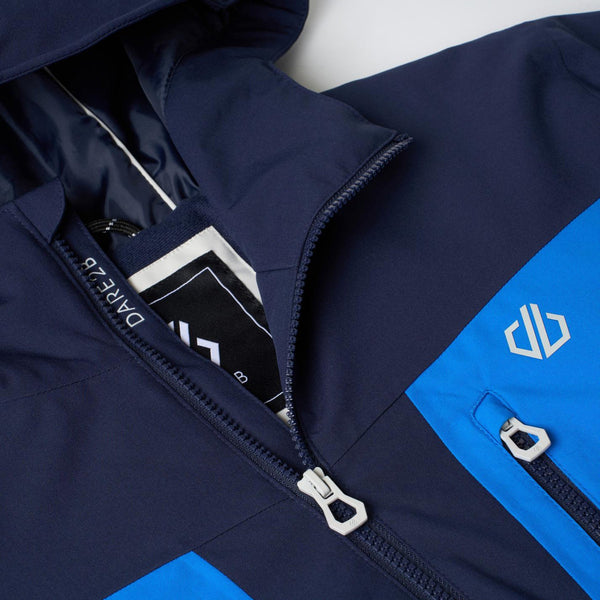 Dare2b Eagle IV Athletic ski jacket close-up showing zip and logo detail
