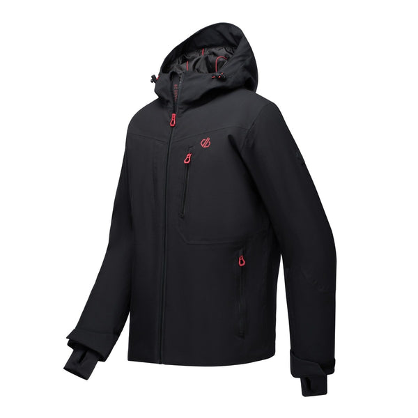 Dare2b Eagle IV Men's Waterproof Ski Jacket in Black showing Angled Front View
