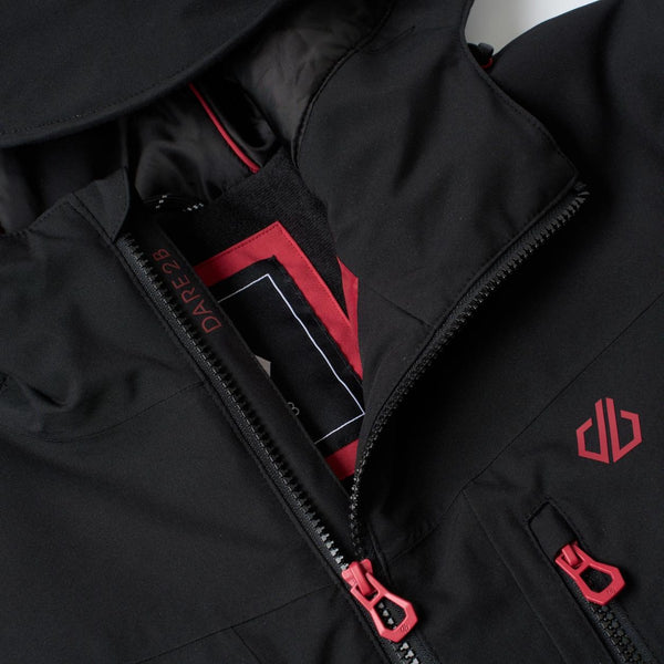 Dare2b Eagle IV Men's Ski Jacket in Black with Chest Pocket and Front Zip Detail
