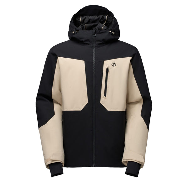 Dare2b Eagle IV Men's Ski Jacket in Pepper – Front product view of black and beige Pepper jacket
