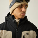 Dare2b Eagle IV Men's Ski Jacket in Pepper – Model wearing Pepper ski jacket showing high collar and front zip
