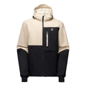 Dare2b Mens Halfpipe IV ski jacket in Pepper, beige and black colour block front product view
