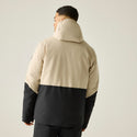 Rear view of Dare2b Mens Halfpipe IV ski jacket in Pepper worn by model
