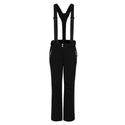 Dare2b Women’s Effused III black waterproof ski pants front view with adjustable braces
