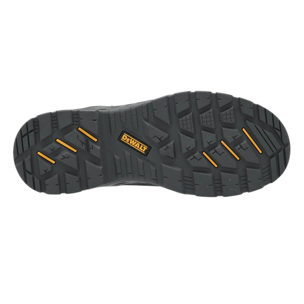 DeWalt Bedrock safety boot outsole showing deep tread pattern and grip design.