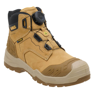 DeWalt Foundry Wheat waterproof safety boot with BOA dial fastening, front three-quarter view