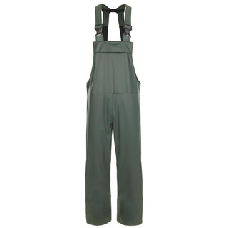 Green bib overalls on a white background