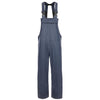 Navy waterproof bib overalls on a white background