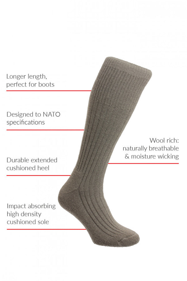 HJ Hall Commando Sock HJ3000 | Wool-Rich Military-Grade Work Boot Socks