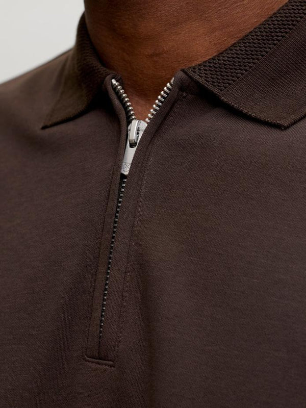Jack & Jones Premium Ethan Quarter Zip Polo Shirt – Men's Long Sleeve Regular Fit Polo - Borderland Muff