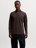 Jack & Jones Premium Ethan Quarter Zip Polo Shirt – Men's Long Sleeve Regular Fit Polo - Borderland Muff