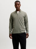 Jack & Jones Premium Ethan Quarter Zip Polo Shirt – Men's Long Sleeve Regular Fit Polo - Borderland Muff