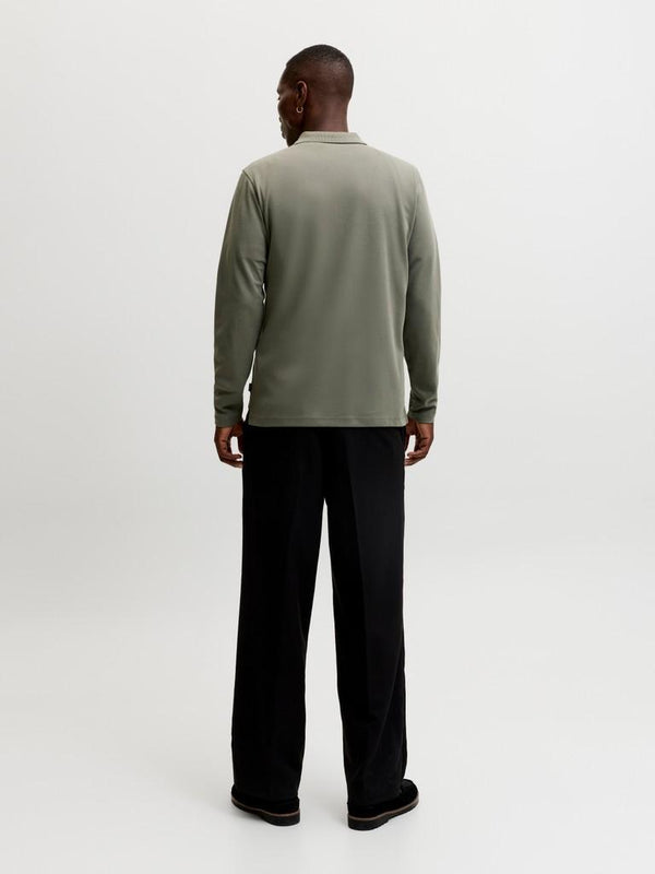 Jack & Jones Premium Ethan Quarter Zip Polo Shirt – Men's Long Sleeve Regular Fit Polo - Borderland Muff