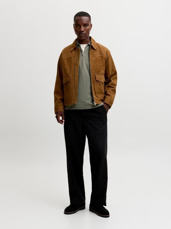 Jack & Jones Premium Ethan Quarter Zip Polo Shirt – Men's Long Sleeve Regular Fit Polo - Borderland Muff