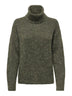 JDY Sabine women’s cowl neck knitted jumper in Forest Night green, front view
