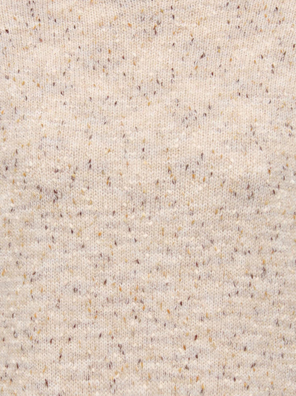 Close-up of JDY Sabine Oatmeal jumper showing cowl neck and flecked knit
