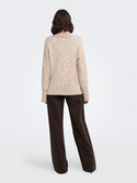 Rear view of model wearing JDY Sabine Oatmeal knitted jumper
