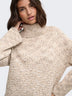 Close-up of JDY Sabine Oatmeal knitted jumper showing multicolour flecked knit texture
