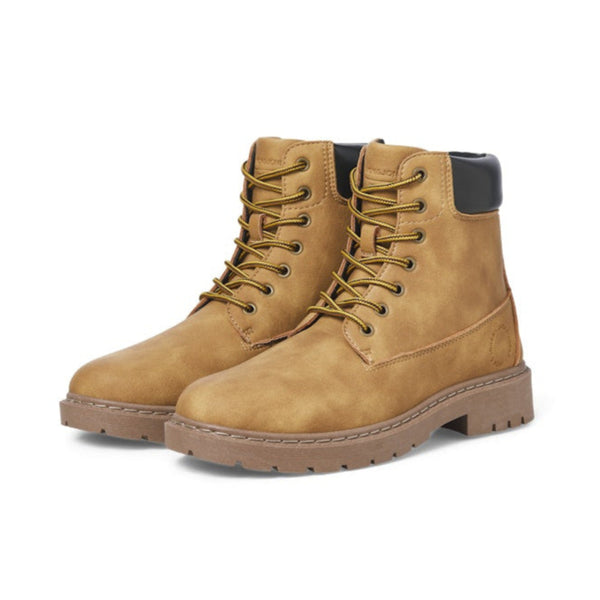 Durable faux leather ankle boots in honey yellow