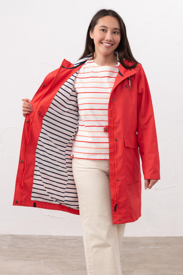 Lighthouse Beachcomber Long Ladies Waterproof Jacket | Lightweight Raincoat - Borderland Muff