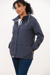 Lighthouse Beachcomber Ladies Waterproof Jacket | Lightweight Raincoat - Borderland Muff - navy