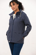 Lighthouse Beachcomber Ladies Waterproof Jacket | Lightweight Raincoat - Borderland Muff - navy
