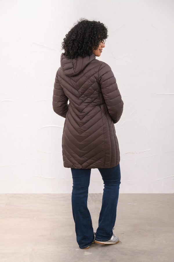 Lighthouse Laurel women's Cocoa padded coat back product view