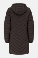 Rear view of Lighthouse Laurel Cocoa coat showing chevron quilting