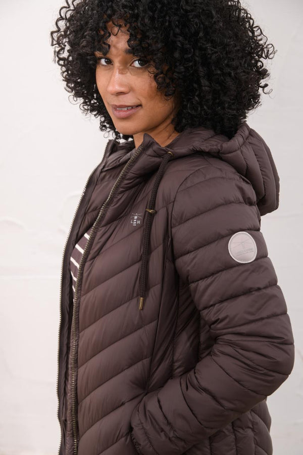 Lighthouse Laurel Cocoa coat hood and side profile detail