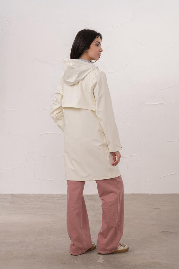 Lighthouse Lucy Long Ladies Showerproof Jacket | Rubberised Raincoat - Borderland Muff