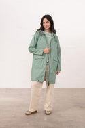 Lighthouse Lucy Long Ladies Showerproof Jacket | Rubberised Raincoat - Borderland Muff