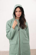 Lighthouse Lucy Long Ladies Showerproof Jacket | Rubberised Raincoat - Borderland Muff
