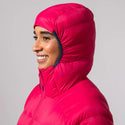 Women’s Summit pink down jacket hood detail