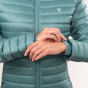 Mac in a Sac Nova women’s lightweight down jacket in Atlantic Teal, cuff detail

