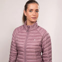 Mac in a Sac Nova women’s lightweight down jacket in Dusky Heather, model upper front
