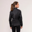 Model wearing Mac in a Sac Nova women’s Jet Black down jacket from behind
